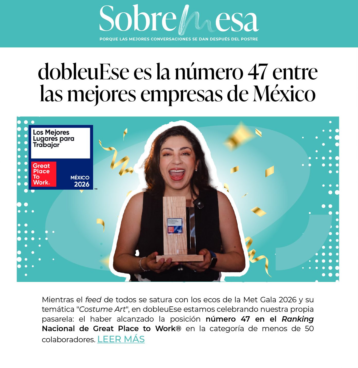 dobleuEse Atelier es la número 47 entre las mejores empresas de México